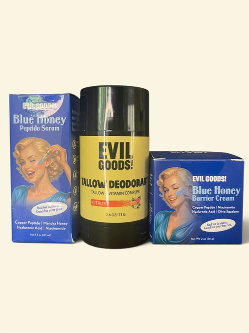 Evil Goods Blue Honey Skincare & Tallow Body Care 3-Piece Bundle